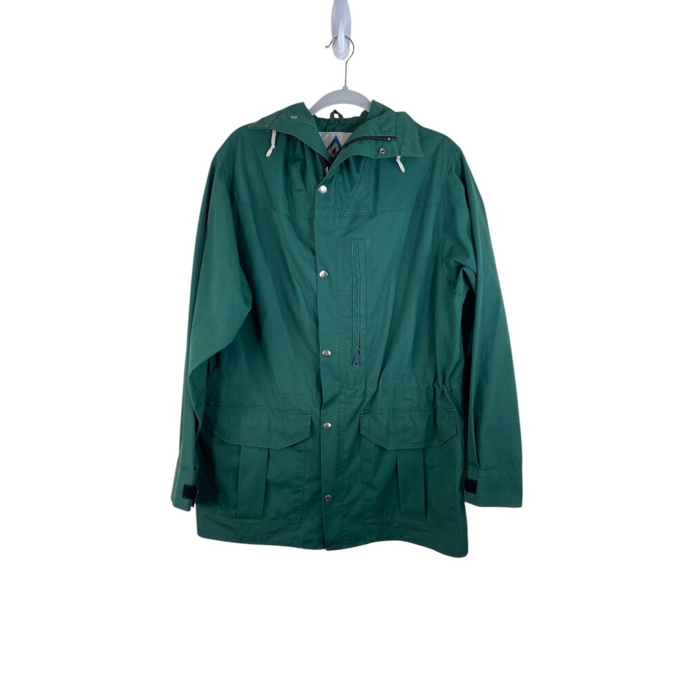 Holubar Green Hooded Outdoor Jacket Medium With Snap Buttons & Pockets